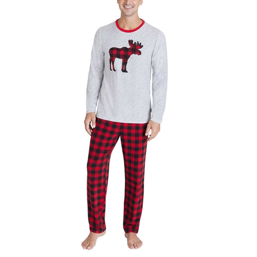 NWT Eddie Bauer Men's Christmas Holiday Plaid Moose Pajama Set XXL
